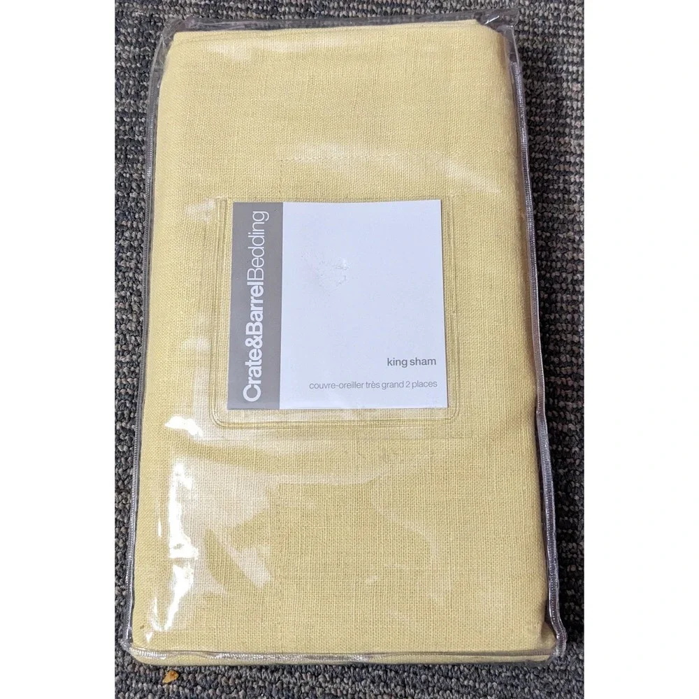 New Buttercup Yellow Crate & Barrel King‎ Sham Linen Cotton Pillow Cover 36 X 20